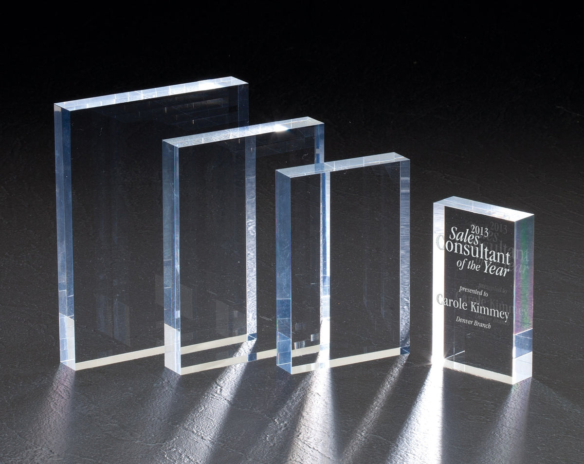 Acrylic Award Clear Rectangle Block Plaque - Fast Shipping - Award Hero