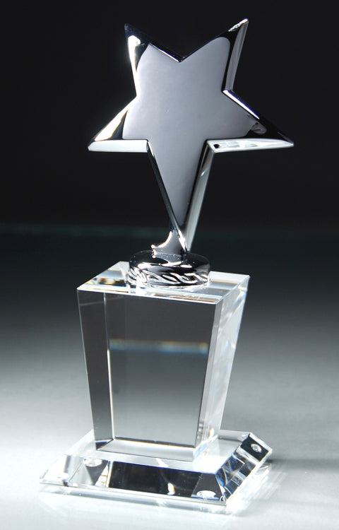 Silver Star Crystal Award Trophy | Optical Crystal Awards | Corporate Awards