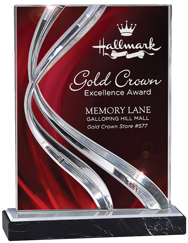 DT1605 Acrylic Award Plaque Trophy | Blue, Red or Green Marble Base