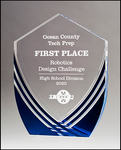 Clear Acrylic Award Shield with Blue Accent