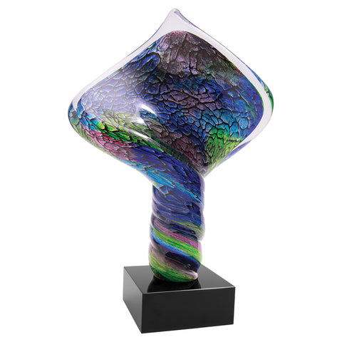 Multi-Colored Art Glass Award with Marble Base