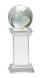 Globe Crystal Award Trophy on Pedastal