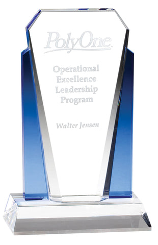 Crystal Tower Award Trophy with Blue Accents