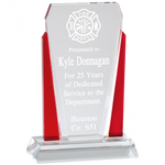 Crystal Tower Award Trophy with Red Accents