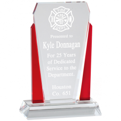 Crystal Tower Award Trophy with Red Accents
