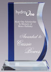 Blue Crystal Award with Curved Side Wave