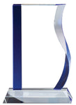 Blue Crystal Award with Curved Side Wave