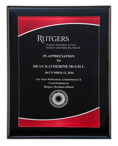 Black Piano Finish Award Plaque with Red