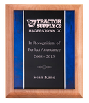 Walnut Award Plaque with Black/Blue Acrylic