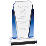 Crystal Tower Award Trophy with Blue Accents