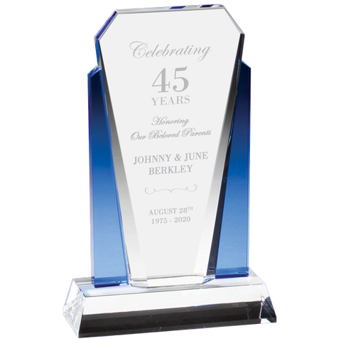CRY252 Crystal Award Trophy with Blue Accents | Corporate