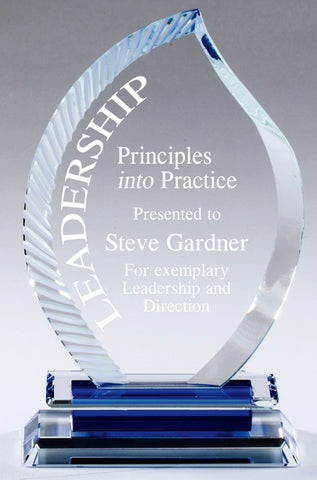 Crystal Flame Award Trophy with Blue Base