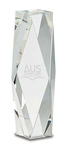 Diamond Tower Crystal Award Trophy with Facets