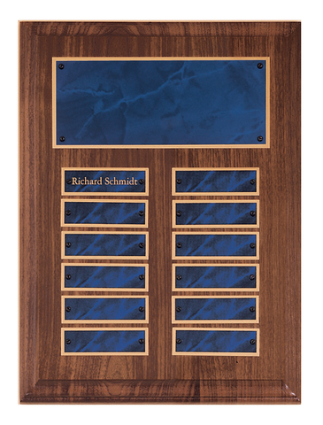 Wood Perpetual Plaque 12 or 24 Blue Gold Plates