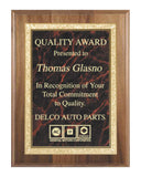 Walnut Finish Award Plaque with Marble Plate