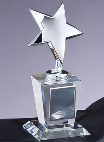 Silver Star Crystal Award Trophy